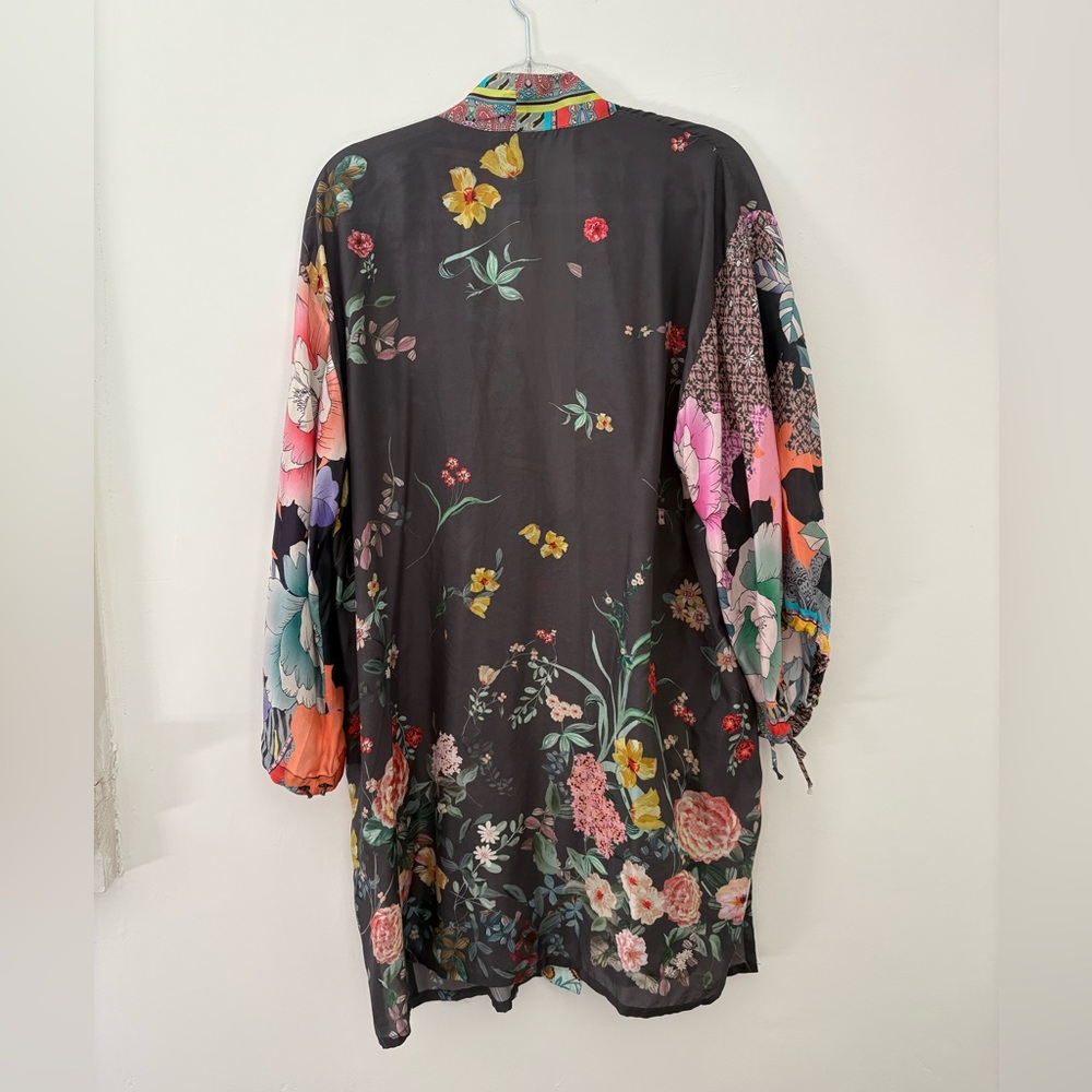Johnny Was Multicolor Floral silk Kimono size S (fits M-L) - Picture 2 of 6